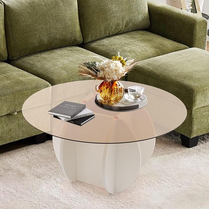 Round Glass Coffee Table for Living Room - Image 2