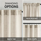 MIULEE Cream Linen Curtains 52x72 Inch 2 Panels - Image 3
