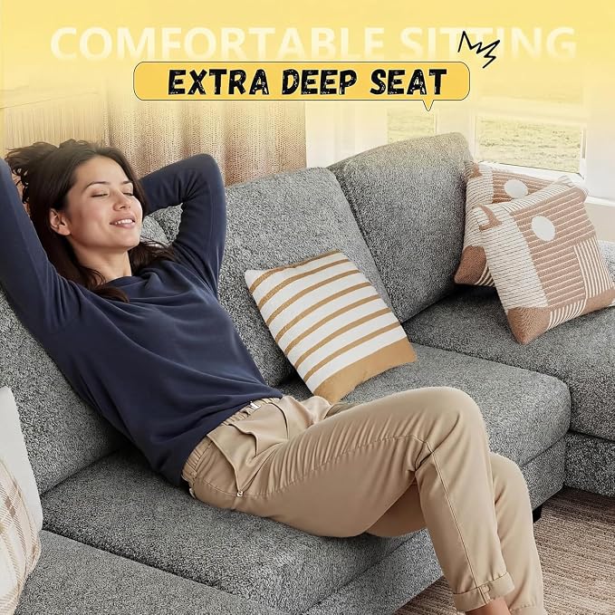 JUMMICO Sectional Couches for Living Room, U Shaped Couch - Image 4