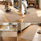 2x6 Beige Solid Runner Rug Washable Non-Slip - Image 3
