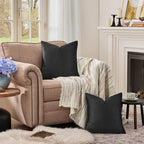 GIGIZAZA Black Velvet Pillow Covers 26x26 Decorative Pillows Pack of 2 | Throw - Image 3