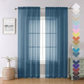 Dusty Blue Sheer Curtains 84 Inches Long 2 Panels, Light Filtering Voile by Lecloud