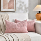 Fancy Homi 2 Packs Blush Pink Long Lumbar Decorative Throw Pillow Covers 16x24 - Image 5