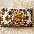 Embroidered Lumbar Pillow Cover 20x12 Inch, Sunflower Moon | Decorative Throw by Kokaaee