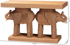 Bali & pari Elissa Bohemian Honey Rattan Elephant Console Table - Image 3