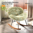 VINGLI 25.6" Extra Wide Criss Cross Nursery Rocking Chair, Cute Curved 115° - Image 2