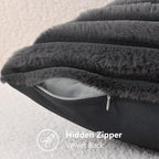 decorUhome Fall Faux Fur Throw Pillow Covers 24x24 Set of 2 Dark Grey | - Image 8
