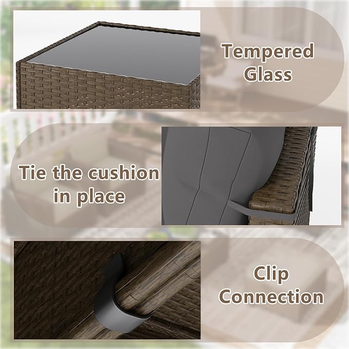 LOUVIXA 7 Piece Outdoor Patio Furniture Set, Outdoor Sectional Sofa, Wicker - Image 4