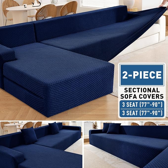 ZNSAYOTX Sectional Couch Covers, Stretch Jacquard Slipcovers - Image 4
