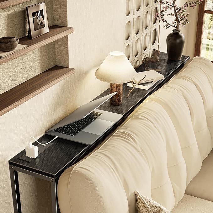 SUPERJARE Console Table with Outlet, 63 Inch Sofa Table with Charging Station - Image 4