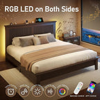 Lifezone Queen Bed Frame with Headboard, Solid Wood Bed Frame Queen Size with - Image 3