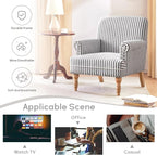 HUIMO Linen Fabric Accent Chair, Mid-Century Modern Upholstered Armchair - Image 8