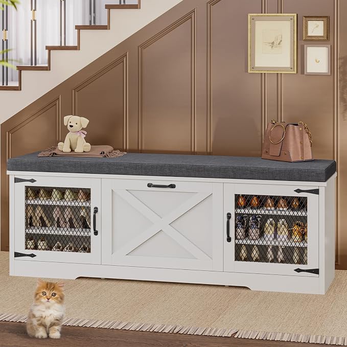 UPOSOJA Farmhouse Storage Bench - Image 7