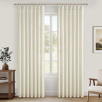 Pinch Pleated Linen Curtains 84 Inch Length 2 Panels Set - Image 2
