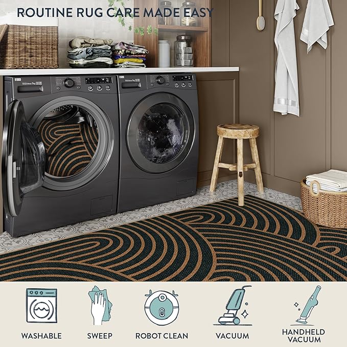 Lahome Modern Rainbow Easy Jute Carpet, Washable 5x7 Area Rugs - Image 4