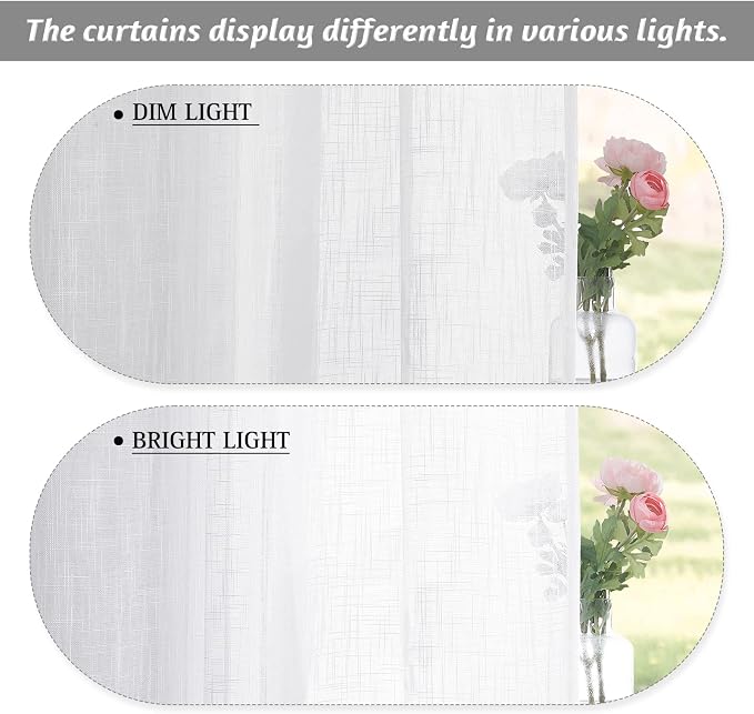 RYB HOME White Sheer Curtains for Living Room Patio Glass Door, W52 x L95 | - Image 2