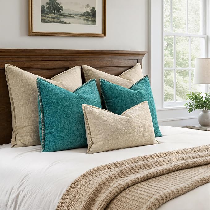 MIULEE Decorative Couch Throw Pillow Covers 20x20 Inch Teal 2 Pack | Farmhouse - Image 6