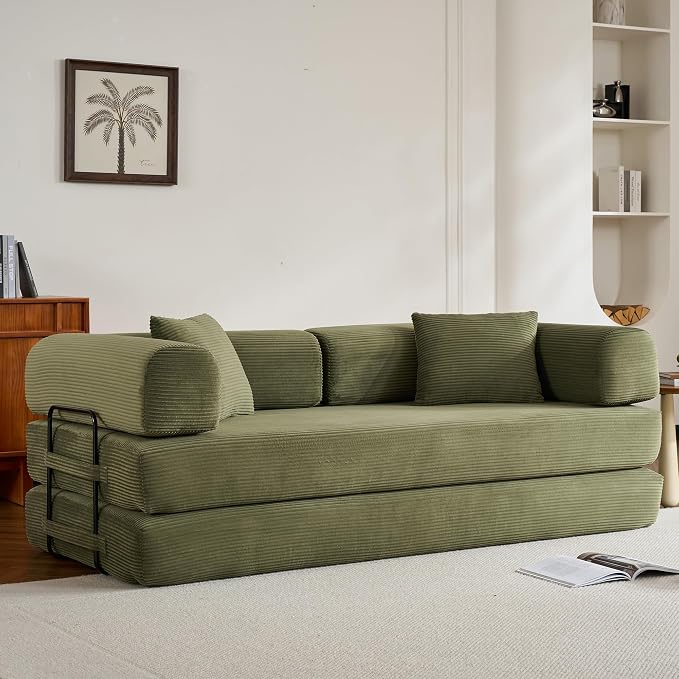 ZEIINPA Convertible Folding Couch Bed, Comfy Corduroy Sleeper Floor Sofa Bed - Image 8