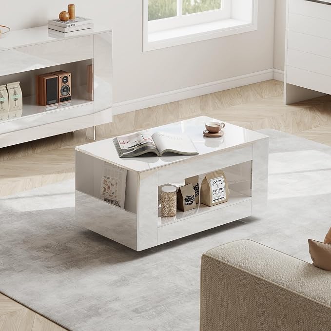 35" High Gloss Wood Coffee Table - Image 7