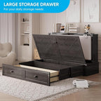 Mjkone Murphy Cabinet Bed Queen Size, Solid Wood Mobile Wall Beds Chest - Image 8