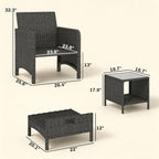 Outsunny 5 Piece Patio Furniture Set, Wicker Balcony Furniture - Image 7