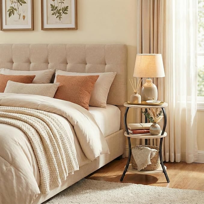 Vintage Small Round Side Table, 3-Tier Slim Waist Circular End Table - Image 5