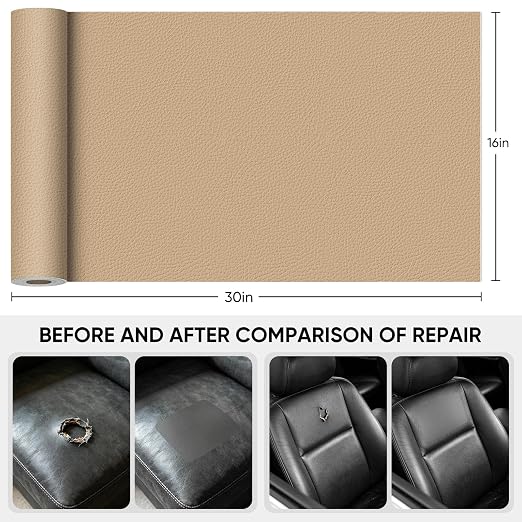 Leather Repair Tape, 16 x 30 Inches Self Adhesive Leather Repair Patch，Leather - Image 2