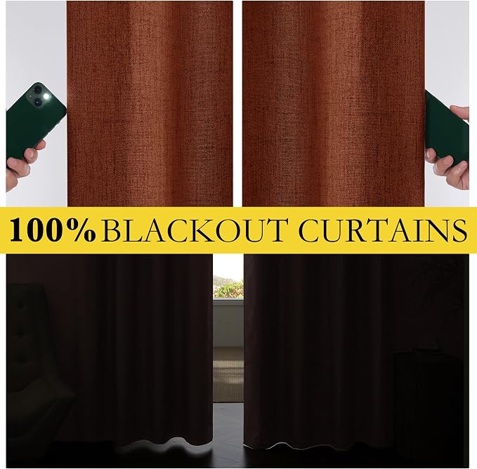 NICETOWN 100% Blackout Farmhouse Curtains 95" Length - Image 3