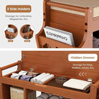 oakvivo 39.4in Shoe Bench with 2 Side Holder, 3 Tier Bamboo Entryway Bench with - Image 4