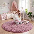 Amdrebio Mauve Pink Round Plush Rug 5Ft - Image 2