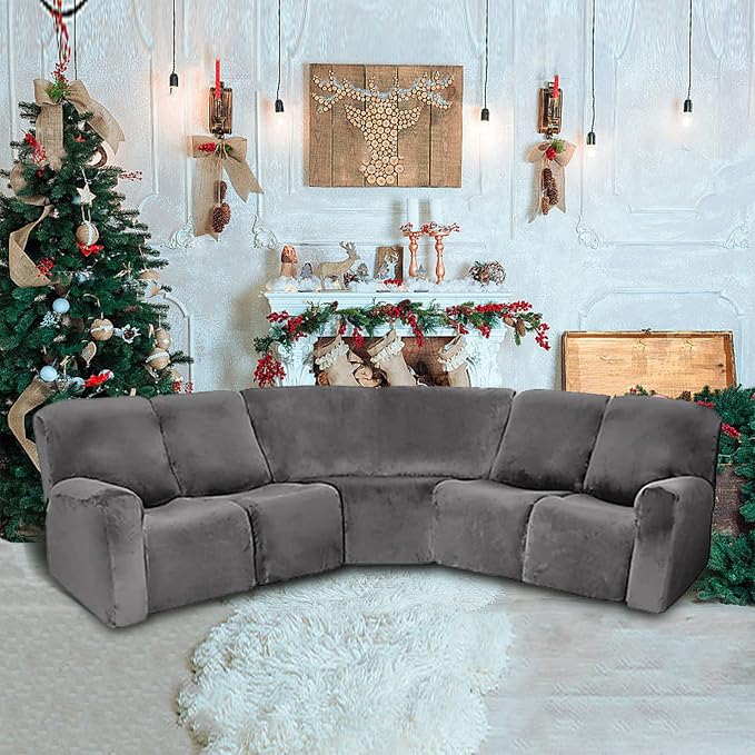 LightInTheBox 7-Piece Velvet Stretch Reclining Couch Covers 5 Seats Corner Sofa - Image 2