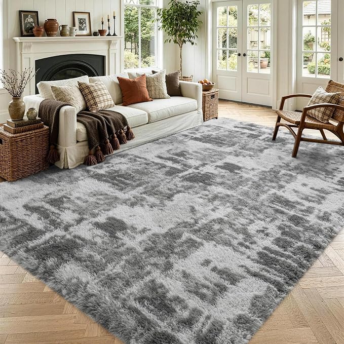 Noahas 6x9 Large Grey Fluffy Soft Area Rug Non-Slip by ModernHomeDecor