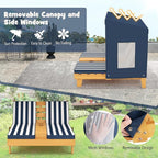 HONEY JOY Kids Chaise Lounge Chair Outdoor, Toddler Wood Double Pool Lounger - Image 6