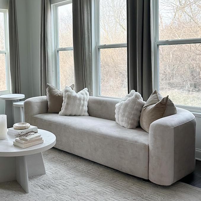 Acanva Luxury Modern Tight Curved Back Velvet Sofa, Minimalist Style Comfy Couch - Image 4