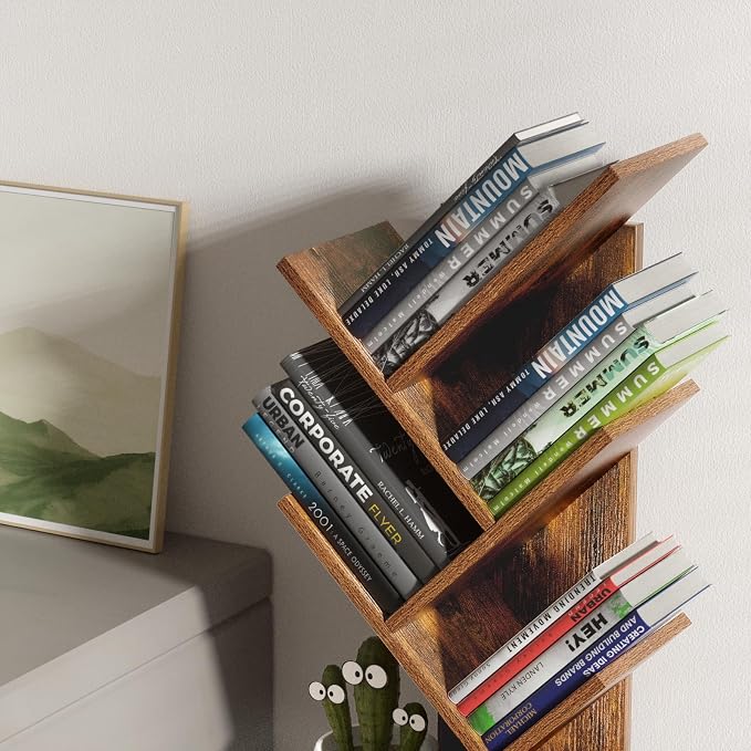 SHEEPAM 5 Tier Tree Book Shelf, Small Desktop Bookshelf - Image 7