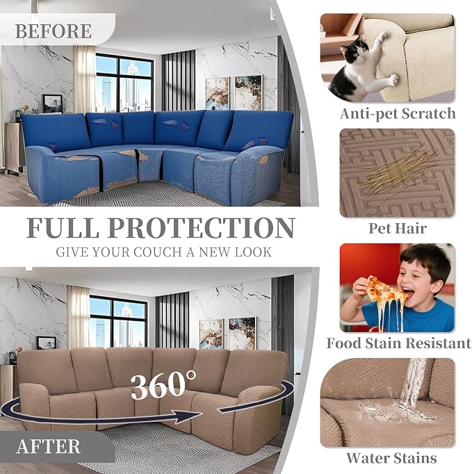 100% Waterproof Sectional Recliner Couch Covers - Image 6