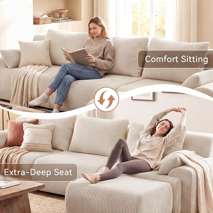 GRUSIGN 118'' Sectional Boneless Oversize Modular Couches, Curved Cloud - Image 4