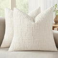MIULEE Chenille Textured Throw Pillow Covers Cream White 20x20 Set of 2 | by MIULEE