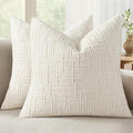 MIULEE Chenille Textured Euro Pillow Covers Cream White 24x24 Set of 2 | Slubby by MIULEE