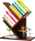 Godferyxin Tree Bookshelf, Small Bookshelf, 3 Tier Wood Mini Book Shelf and by Godferyxin