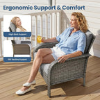 Wicker Patio Furniture Set High Back Loveseat Sofa Couch Armchair Coffee Table - Image 3