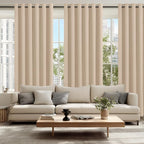 Grommet Blackout Curtains for Bedroom 70 x 84 Inches Beige 2 Panels | Thermal - Image 6