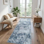 Aelenmu Runner Rugs for Hallways Kitchen Non Slip Washable 2.6x8 Blue Grey | - Image 3