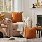 GIGIZAZA Burnt Orange Velvet Throw Pillow Covers 20x20 Pack of 2 | Decorative - Image 3