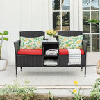Devoko Outdoor Patio Loveseat Modern Rattan 2-Seat Patio Conversation Set - Image 2