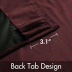MIULEE Velvet Curtains 52x96 inches 2 Panels Ruby Wine Blackout Curtains | - Image 3