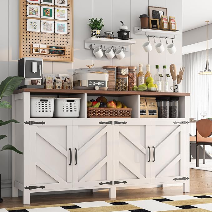 knoworld Buffet Sideboard with Storage Farmhouse with 4 Doors, Dining Room by KNOWORLD