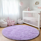 Light Purple Round Rug 4ft, Fluffy Soft Circle Area Rugs - Image 7