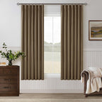 Dutch Cocoa 100% Blackout Pinch Pleated Linen 63 Inch Curtains by Twodrapes