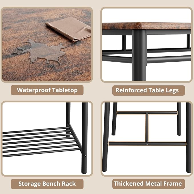 IRONCK Dining Table Set for 4, Kitchen Table - Image 7